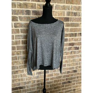 Athleta dolman long sleeve top dark gray color stretch medium boat neck cropped